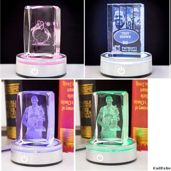 光る 4色 LED 台座 円型 レインボー ディスプレイ 台座 ライト ステージ スタンド タッチセンサー グラデーション インテリア プレゼント