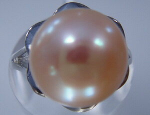 R1272 綺麗 大粒　天然真珠　指輪サイズ調節自由 10.8mm パール