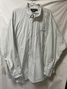 90s ビッグシャツ ラルフローレン RALPH LAUREN BIG SHIRT 長袖BDシャツ ポケ付き ポニー ストライプ ターコイズ ティファニー ビンテージ