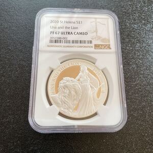銀貨 99.9% 純銀 セントヘレナ ウナ ライオン プルーフ 銀貨 NGC 鑑定済み Una & The Lion 2020
