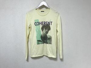 本物シップスshipsコットンプリント長袖TシャツロンTスーツビジネスサーフアメカジカットソーメンズイエローS