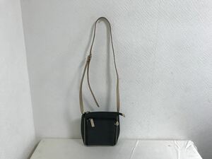  genuine article Nina Ricci NINARICCI leather nylon Mini shoulder bag business pochette body back lady's men's black black 