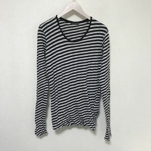 本物ラッドミュージシャンLADMUSICIANコットンボーダー柄長袖TシャツロンTスーツミリタリービジネスサーフLメンズ日本製40白黒カットソー