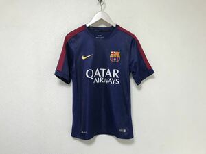 本物ナイキNIKE×FCバルセロナ バルサロゴワッペン半袖Tシャツゲームサッカーシャツメンズ青ブルーMスポーツウエア