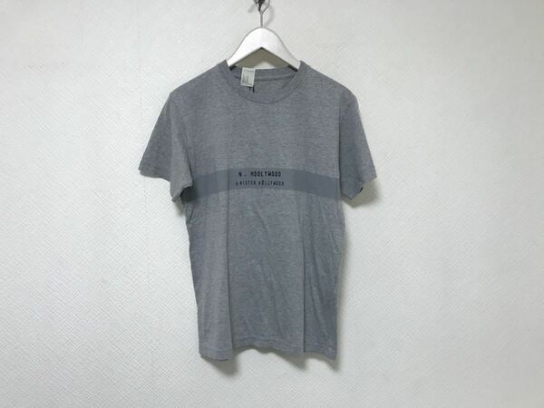 新品未使用本物エヌハリウッドNHOOLYWOODコットンロゴプリント半袖Tシャツアメカジビジネススーツ36S白メンズグレー日本製