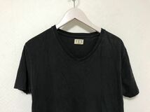 本物テスTESコットン無地Vネック半袖TシャツビジネススーツサーフアメカジメンズM黒ブラック_画像2