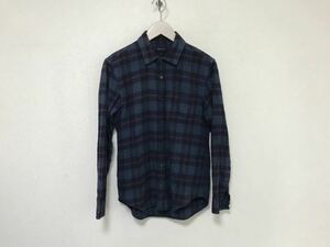  genuine article American Rag Cie AMERICAN RAG CIE tight cotton check pattern long sleeve flannel shirt military business American Casual Biker men's blue blue 1S