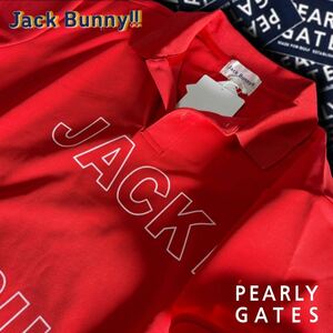 本物 新品28233146 PEARLY GATESパーリーゲイツ/ジャックバニー 6(サイズLL)超人気 ビッグ2段ロゴ半袖ポロシャツ 