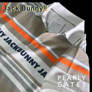 本物 新品28477156 PEARLY GATESパーリーゲイツ/ジャックバニー 6(サイズLL)超人気 パネルボーダー半袖ポロシャツ 