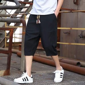 サルエルパンツ メンズ ハーフパンツ ショートパンツ サルエル 麻 夏 六、七分丈 半ズボン おしゃれ 調整紐