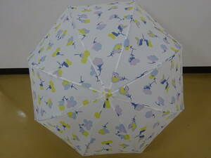 (L-1-31）(★nifty colors）　長傘　傘　(★ホワイト/パステル 花柄）中古