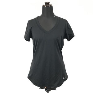 UNDER ARMOUR★スポーツウェア/半袖Tシャツ【レディースMD/黒/ブラック】Vネック/アンダーアーマー◆BG624