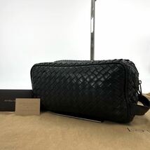 1円【極美品 最高級】 ボッテガヴェネタ BOTTEGA VENETA イントレチャート セカンドバッグ ポーチ ハンドバッグ ブラック 黒 本革 レザー_画像1