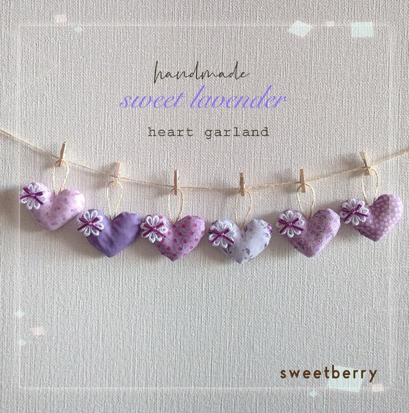 ☆*°sweet ラベンダー ハートガーランド☆*°handmade cotton100%