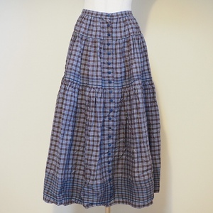 #apc Kaneko Isao KANEKO ISAO skirt blue series check long button down flair lady's [735773]