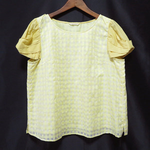 #snc rose Tiara Rose Tiara рубашка блуза тянуть over 42 желтый проверка короткий рукав женский [731047]