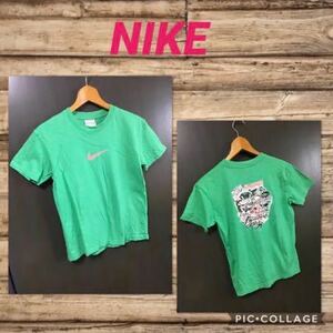 ◆NIKE ナイキ　半袖 Tシャツ レディースS ゆったり大きめ（M～Lぐらい）ロゴプリント　バックプリント入り　マレーシア製 美品　