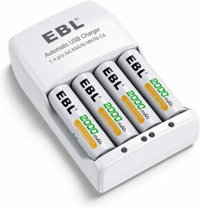 EBL 単三電池 充電器セット 充電池充電器セット 大容量単3充電池 ニッケル水素電池 電池充電器パック 電池 充電式