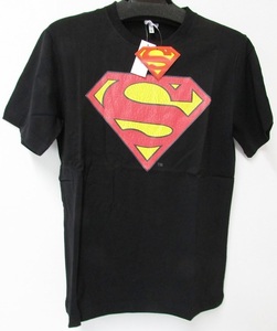 アウトレット SUPERMAN アメコミ柄 半袖 Tシャツ スーパーマン ロゴT ブラック Sサイズ AC-028