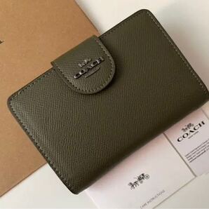 coach 新品 COACH コーチ 折り財布 ダーク グリーン 緑色