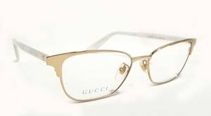 未使用 グッチ 眼鏡 メガネフレーム ホワイト ロゴ ゴールド 白 ホワイト レディース GUCCI 眼鏡フレーム めがねフレーム メガネ