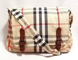 未使用 バーバリー マザーズバッグ マット付 チェック ショルダーバッグ 斜め掛け キャンバス レディース ＢＵＲＢＥＲＲＹ BABY