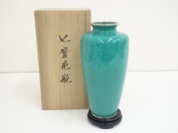 安藤七宝翡翠玉釉牡丹唐草文花瓶 純銀 購入の正規品 www.m