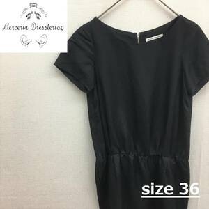 EZ2596* made in Japan Merceria Dressterior short sleeves One-piece *36* black tunic linen rayon meru che rear Dress Terior 