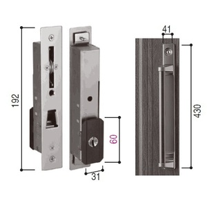 YKK 玄関引戸　冴[さえ]　戸先召合せ外シリンダーセット（大型バーハンドル）HHJ-0748 　kenz