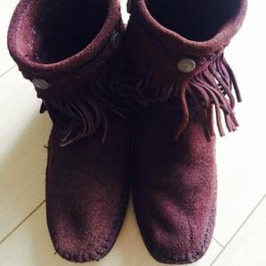 MINNETONKA MOCCASIN SAVE WHEN SOLD FOR REORDER TAN SUEDE Women's High Top Back Zip Boots ミネトンカモカシンフリンジブーツ スエード