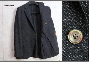  new goods Comme Ca men spring summer linen cotton tweed jacket L black regular price 5 ten thousand jpy / cotton / flax /COMME CA MEN2