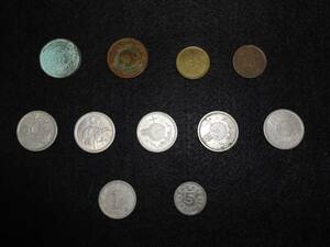 古銭日本国　一銭硬貨 2枚・ 十銭硬貨5枚 ・一円硬貨1枚・五銭硬貨1枚・五十銭硬貨2枚　計11枚　送料無料