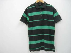 TK MIXPICE окантовка рисунок рубашка-поло с коротким рукавом черный × зеленый Takeo Kikuchi размер 3