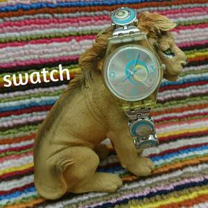 【美品中古】　swatch　スウォッチ　レディース　ブレスレット　ウォッチ　稼動品　電池新品　W083