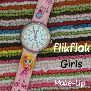 【美品中古】　flikflak　フリックフラック　ガールズ　ウォッチ　ピンク　スウォッチ　子供用　腕時計　電池新品　稼動品　W001