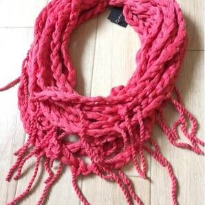 8.5@ 新品【ANNTARAH】COLLAR TRENZA Coral-Red SIZE:UNI 日本未上陸!! Made-in-Peru オーガニックコットン100%