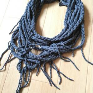 8.5@ 新品【ANNTARAH】COLLAR TRENZA Navy SIZE:UNI 日本未上陸!! Made-in-Peru オーガニックコットン100%