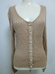 ef-de/ ef-de * tea beige pearl button cardigan 9/ franc dollar Brown *63