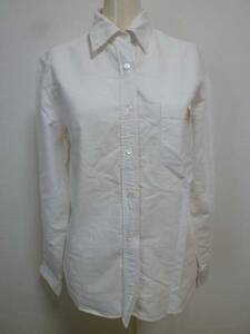 i.n.e/ Ine * white dog badge attaching simple long sleeve shirt 2/INEine white *63