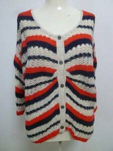 JEANASIS/ Jeanasis * tricolor color border hook braided cardigan *62