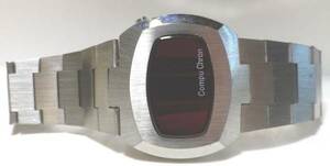 70’アンティーク　LED腕時計パーツ　COMPUCHRON　時計ケース&ベルト　未使用　レア！
