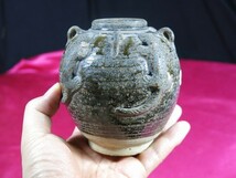 B　緑釉四獣四耳壺　唐時代　中国　遺跡発掘品　副葬品　陶器_画像3