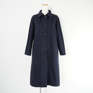 MHL. エムエイチエル 定価3.9万 YARN DYE COTTON TWILL ステンカラーコートワンピース コットン ロング 紺