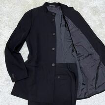 希少XL ジョルジオアルマーニ『漂う風格』GIORGIO ARMANI スタンドカラー スーツ セットアップ ジャケット バンドカラー 52 黒 ブラック_画像1