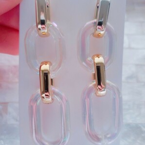 import 軽量 オーロラ ゴールドピアス クリア