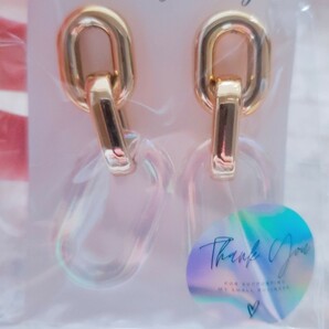 import 軽量 オーロラ ゴールドピアス クリア