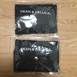 新品 DEAN&DELUCA 2個セット ディーン&デルーカ ショッピングバッグ エコバッグ 黒色(ブラック) 正規店購入 バック カバン 折りたたみ