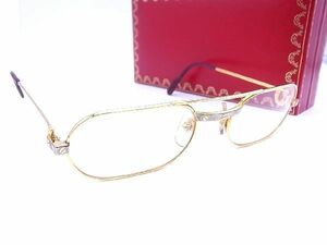 1円 Cartier カルティエ 130 53□20 サングラス メガネ 眼鏡 アイウェア レディース メンズ ゴールド系×ボルドー系 BA4781Vア