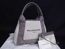 1円 BALENCIAGA バレンシアガ 390346 ネイビーカバスXS キャンバス 2WAY ショルダー ハンドバッグ グレー系×アイボリー系 AB1478WN_画像1