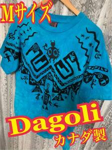 Dagoli Canada タイダイ Tシャツ 半袖 絵画　カナダ製　Mサイズ
